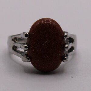 182510-US 5 Sparkle Round Brown Stone Ring.